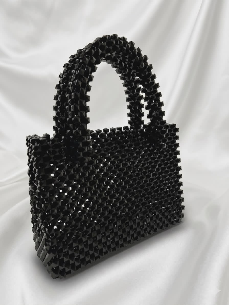 Sac Couffin Perles Noires