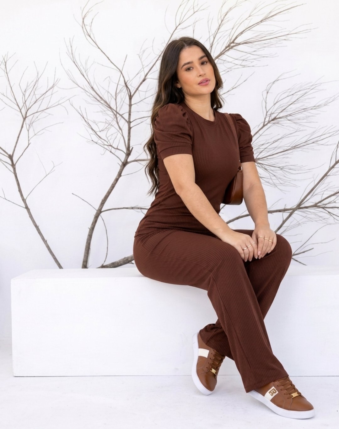 Ensemble demi manches Chic Marron